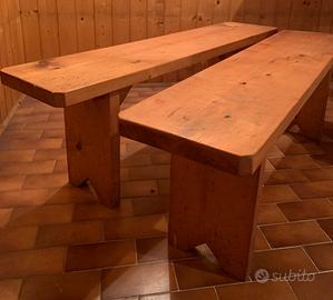 Coppia di panche in larice massello