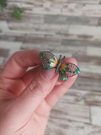 SPILLA FARFALLA FILIGRANA ARGENTO 800 VINTAGE