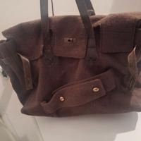 Grande borsa in feltro marrone vintage