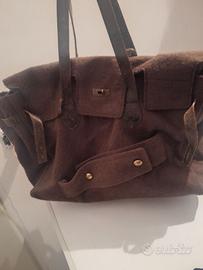 Grande borsa in feltro marrone vintage