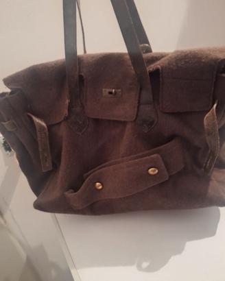 Grande borsa in feltro marrone vintage