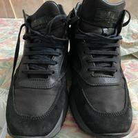 Scarponcini Hogan in pelle e tessuto neri