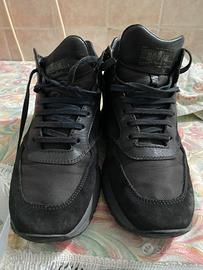 Scarponcini Hogan in pelle e tessuto neri