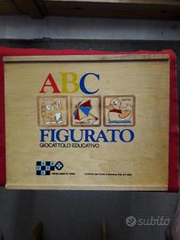 ABC FIGURATO gioco educativo Vintage in legno
