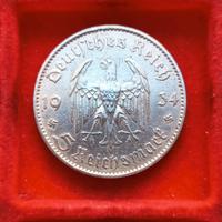Germania moneta da 5 Reichsmark 1934 F ARG. '900