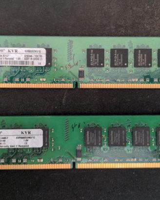 RAM DDR2-800 Kingston da 1GB (due schede - 2GB)