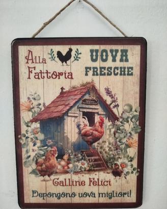 targa in legno,  UOVA FRESCHE