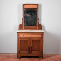 Credenzina Toletta d'Epoca con Specchio e Marmo