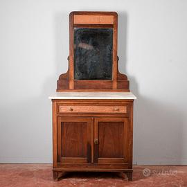 Credenzina Toletta d'Epoca con Specchio e Marmo