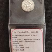 DENARIO M. FANNIUS C. F. REPUBBLICA ROMA 123 a.c.