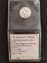DENARIO M. FANNIUS C. F. REPUBBLICA ROMA 123 a.c.