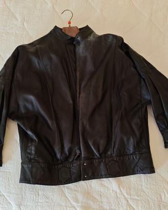 Giacca nera in vera pelle vintage