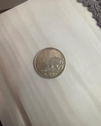 Moneta argento da 500 Lire centenario unità Italia
