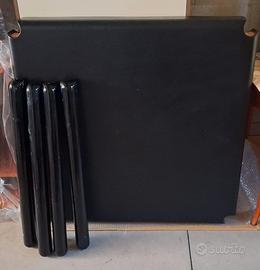 Tavolo quadrato nero in pelle + 4 sedie