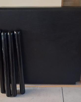 Tavolo quadrato nero in pelle + 4 sedie