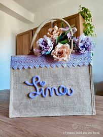 borsa in juta con nome personalizzabile ideale per
