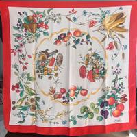 Foulard seta Gucci vintage con stampa botanica