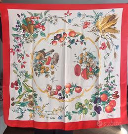 Foulard seta Gucci vintage con stampa botanica