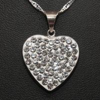 Splendido collier cuore argento pietre CZ