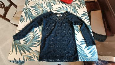 Maglia Abercrombie Fitch donna pizzo blu tg s