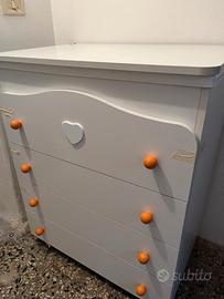 fasciatoio  erbesi, culla + materasso + paracolpi