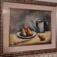 Quadro Natura Morta con Pere e Caffettiera 