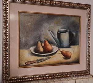 Quadro Natura Morta con Pere e Caffettiera 