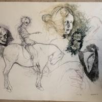 Litografia Renzo Vespignani “scheletro a cavallo”
