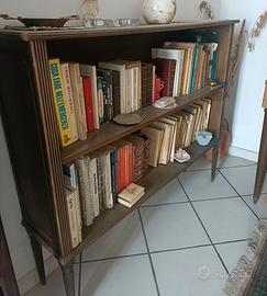 Libreria bassa a giorno in legno, anni '50