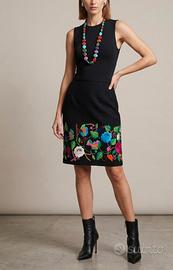 Gonna sartoriale made in Italy lana fiori ricamo