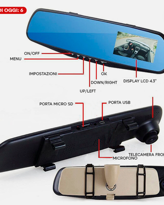 SPECCHIETTO RETROVISORE DASHCAM MONITOR CON TELECA