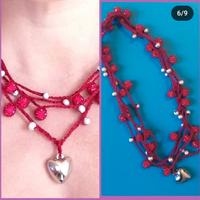 collana multifilo uncinetto con perline 