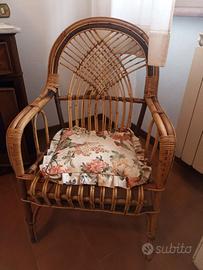 Poltrona in bambu' da interno stile vintage