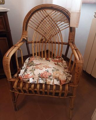 Poltrona in bambu' da interno stile vintage