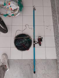 canna da pesca e rete da pesca