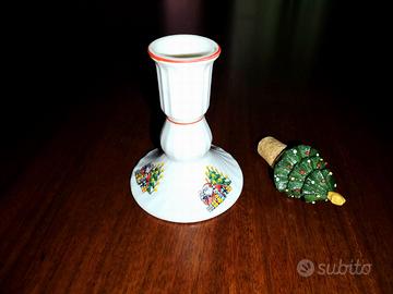 SET * CANDELABRO IN PORCELLANA FINE + TAPPO NUOVO*
