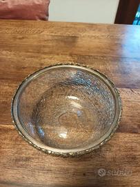 Ciotola in cristallo con bordo argentato vintage