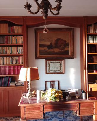 Libreria a ponte tamburato in legno di rovere