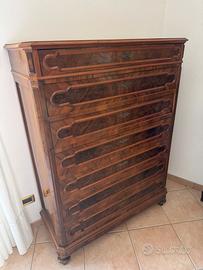 Cassettiera settimanale lastronata in noce