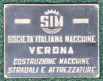 Storica targa Società Italiana Macchine - Verona