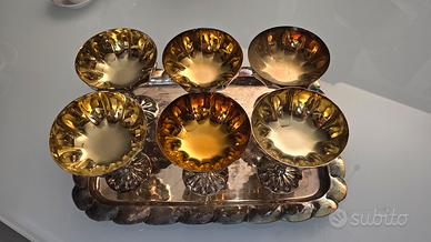 set 6 coppe vintage silver placcato oro 24k