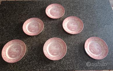 Sei piattini in ceramica inglese Staffordshire