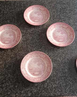 Sei piattini in ceramica inglese Staffordshire
