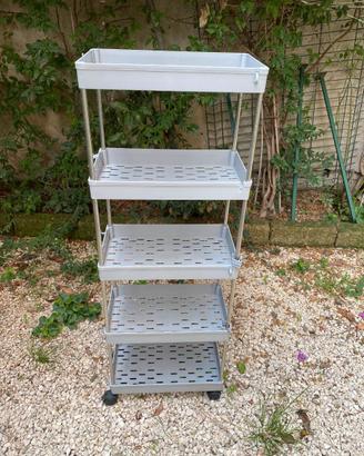 Scaffale salvaspazio a 5 ripiani con ruote – Grigi