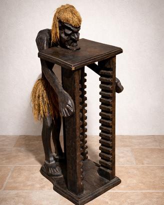 Scultura etnica porta CD/DVD in legno massello