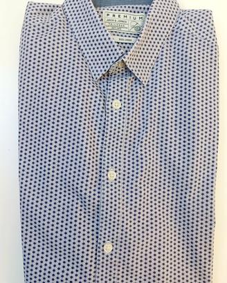 Camicia da uomo, a puntini blu, taglia L