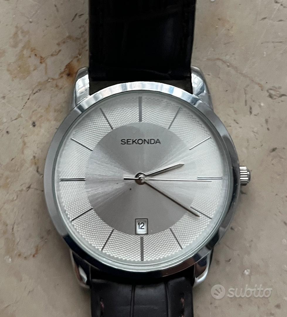 Orologio Da Uomo Sekonda 1851, Movimento Al Quarzo, Quadrante Argentato Con Numeri Grandi, Cinturino In Pelle Nera, Cassa Argento - 5