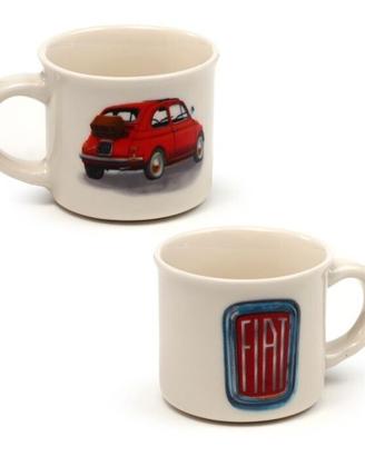 Set di 2 Tazzine da Caffè in Porcellana Fiat 500