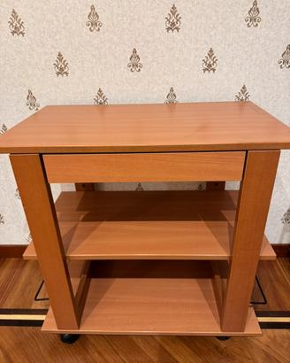 Mobile con rotelle porta tv in legno