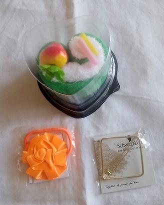 Set per bimbe: fermaglio, elastico flou, lavette